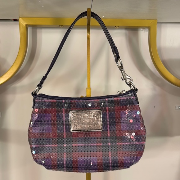 Coach Poppy Plaid Sequin Shoulder Bag - Picture 1 of 1